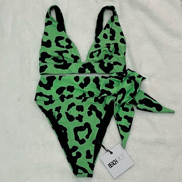 Beach Riot Green Leopard Bikini NEW